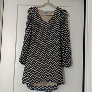 Cold Shoulder Chevron Dress